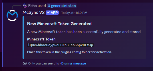 Showing the GenerateToken command